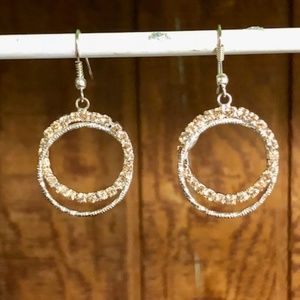 Golden Brown Rhinestone Intertwined Dangle Earring